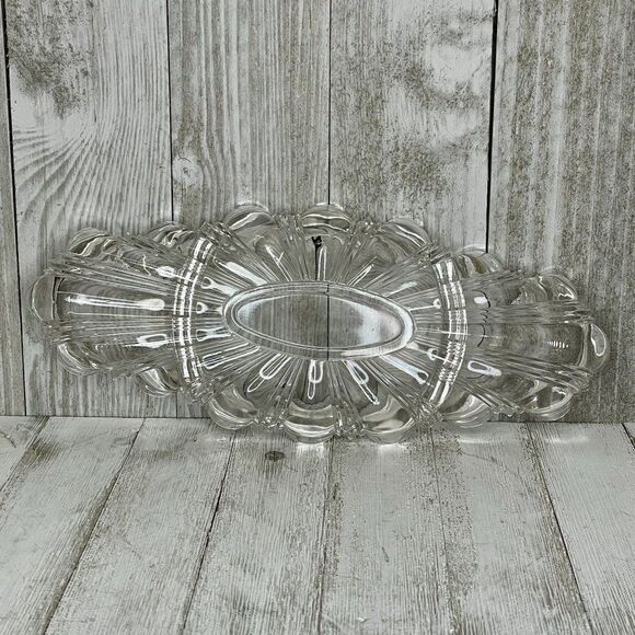 Vintage Pressed Glass Divided Serving Dish - Picture 2 of 6